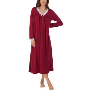 NWT Eileen West Claret Berry Red Knit Long Sleeve Ballet Nightgown XL Pockets